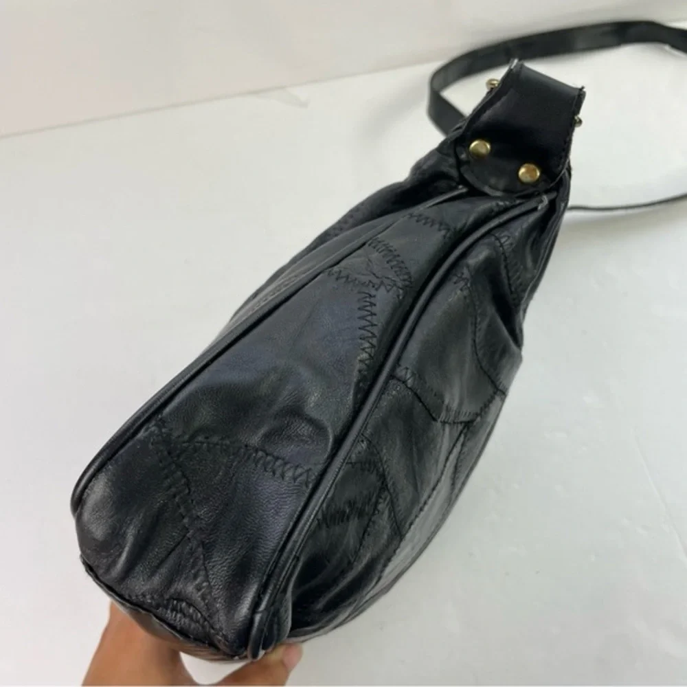 Vintage Black Patchwork‎ Crossbody Handbag Purse